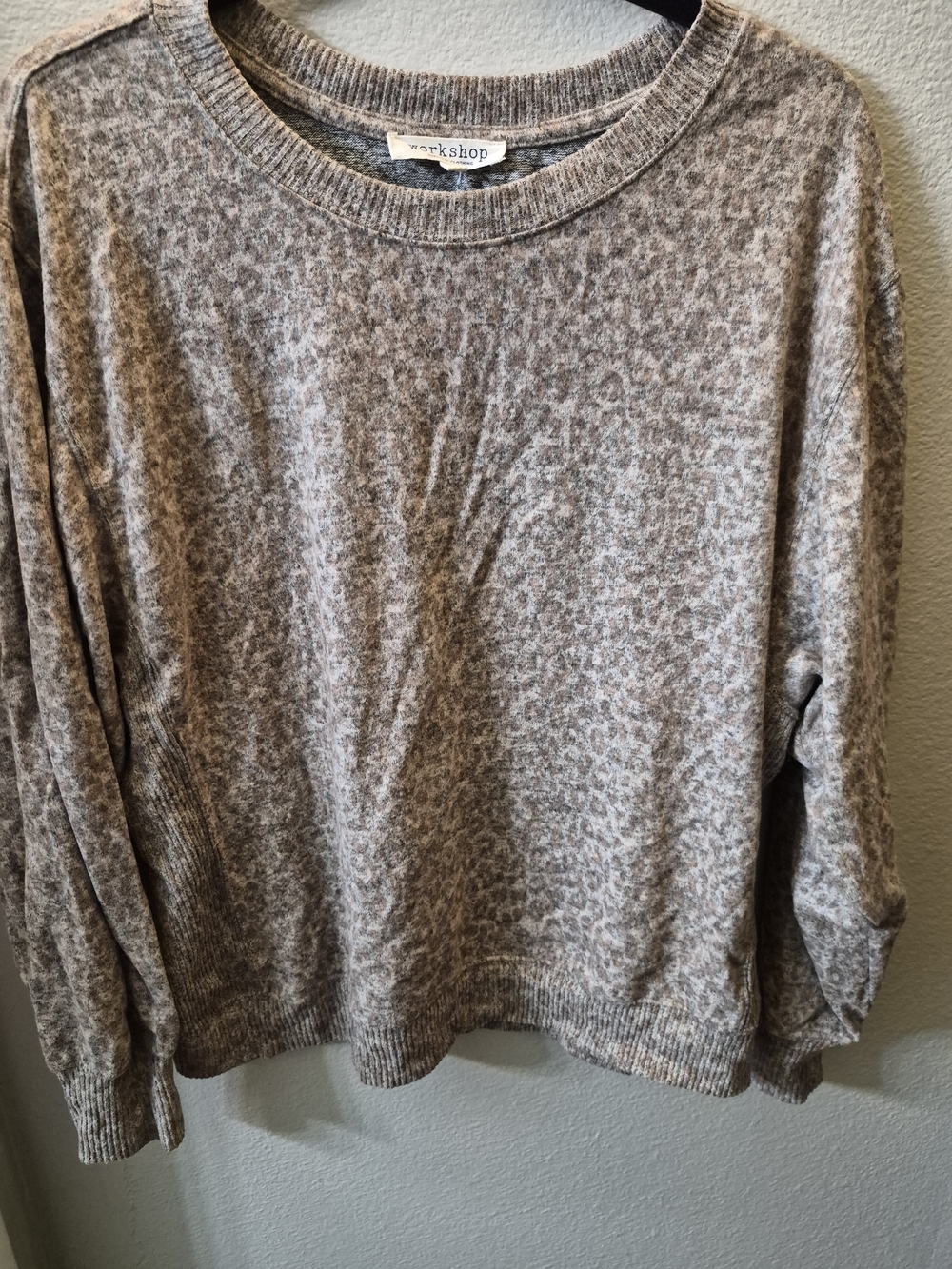 Workshop Republic Clothing Taupe Leopard Scoopneck Pullover